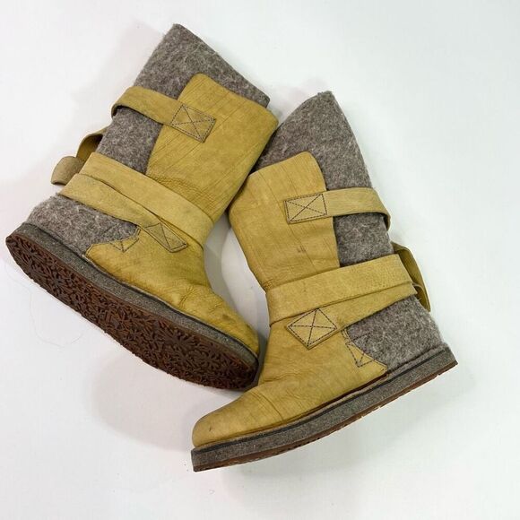 Sorel Winter Boots Womens 7 Brown Gray Chipahko Felt Lined Leather Snow Shoes - Picture 7 of 11